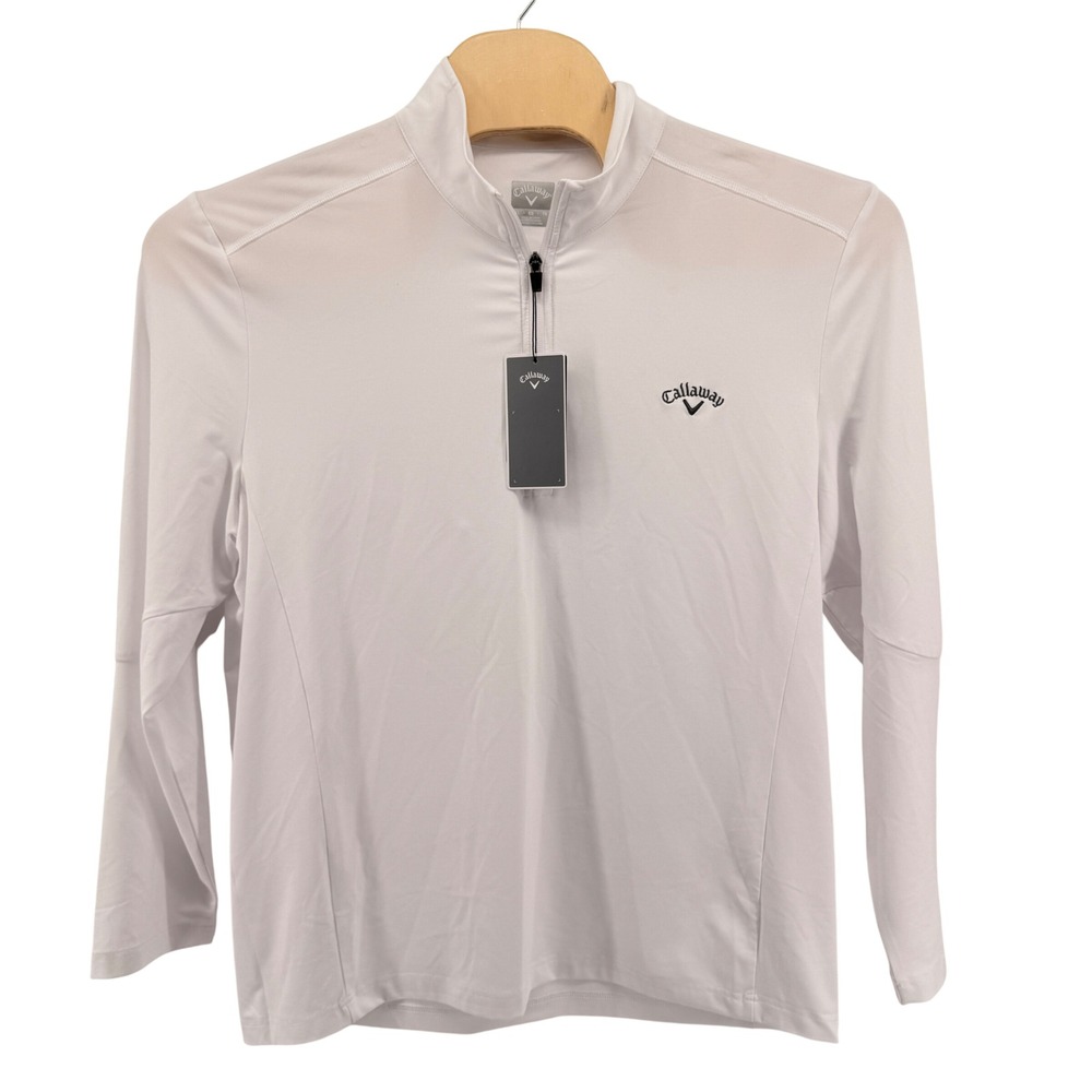 NEW Callaway Opti-Dri 1/4 Zip Pullover Mens XL Bright White‎ Hydrofuge Golf UPF - Picture 3 of 13